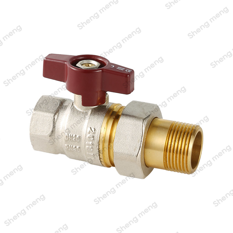 Series SM021C Reduced Bore Nickel Plated Butterfly Handle Flexiable Connector Brass Ball Valves